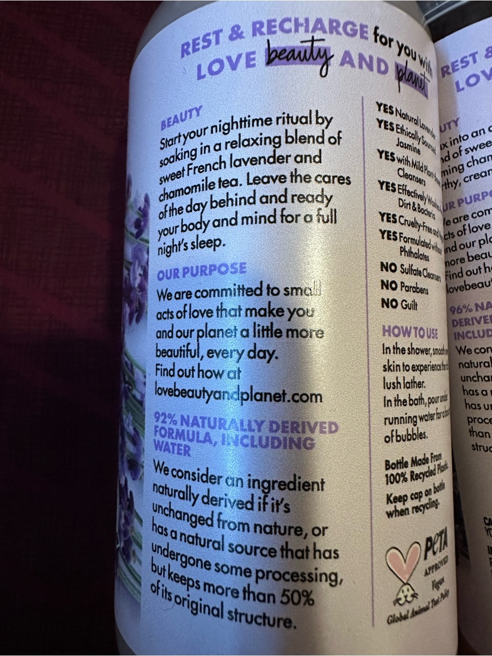 Beloved Lavender & Chamomile Tea Vegan Shower & Bath Gel - Purple + Body Mist - Picture 2 of 5